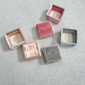 Set of 3 Mrs. Boxes; classic singles; velvet gray pink & peach